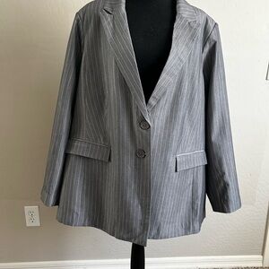 City Chic Charcoal Pinstripe Blazer